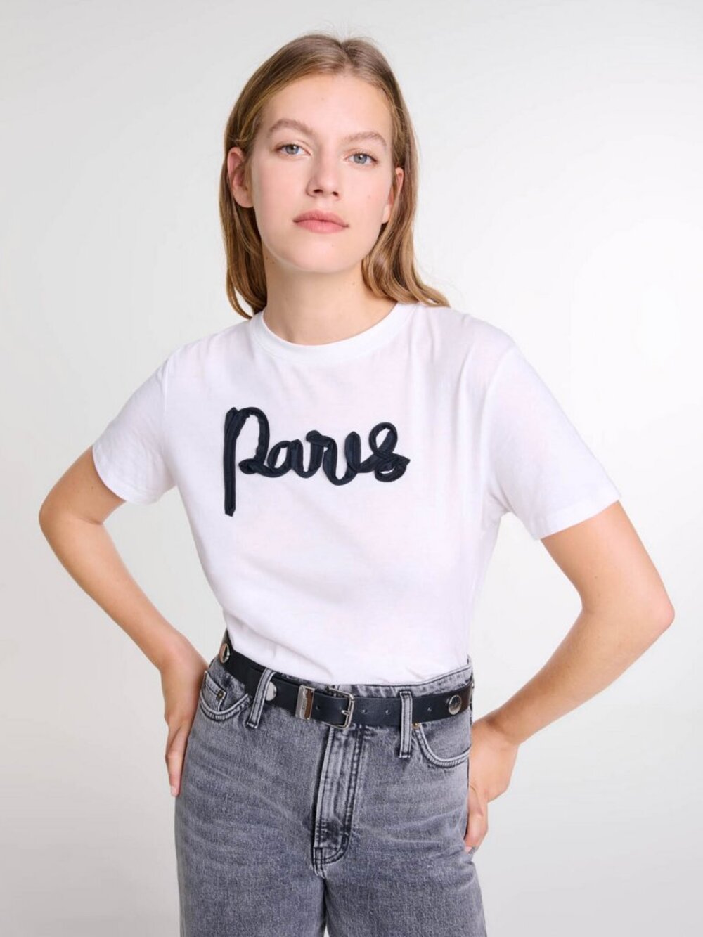 Maje PARIS embroidered T-shirt Sz M